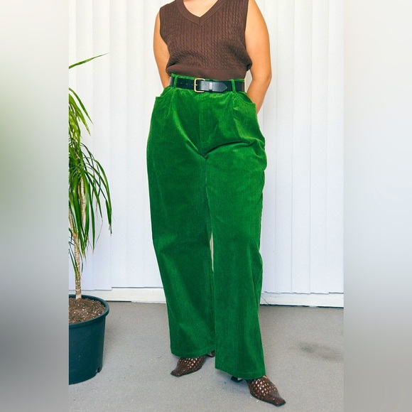 Unisex POISON GREEN Corduroy Grampa Trousers - Picture 2 of 12